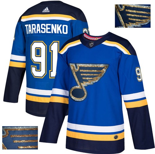 Adidas Blues #91 Vladimir Tarasenko Blue Home Authentic Fashion Gold Stitched NHL Jersey
